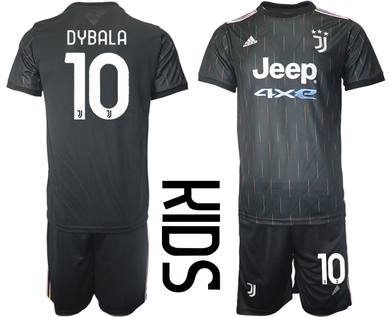 Youth 2021-2022 Club Juventus away black #10 Soccer Jersey